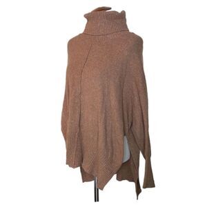 Jessica Simpson Brown Pullover Poncho Turtleneck Knit Sweater (Small)